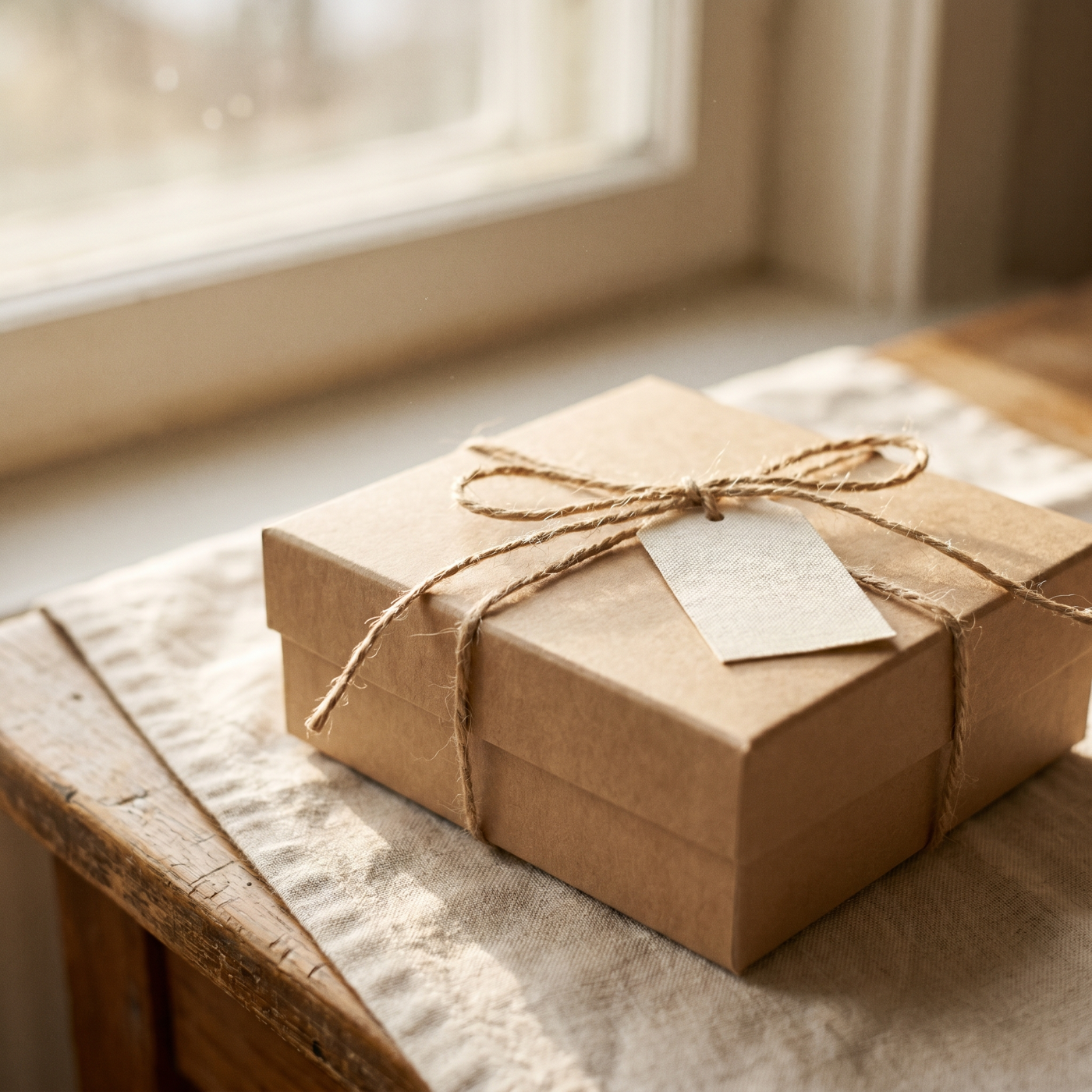 A small finger-jointed wooden box on the bench